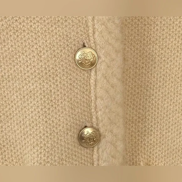 J.Crew Butter Cream Merino & Alpaca Wool Mix Button Up Sweater/Jacket Large MWT - Picture 7 of 8